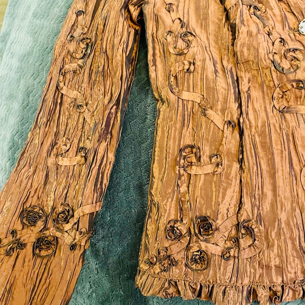 Coldwater Creek Copper Ruffled Textured Blazer - Picture 11 of 14